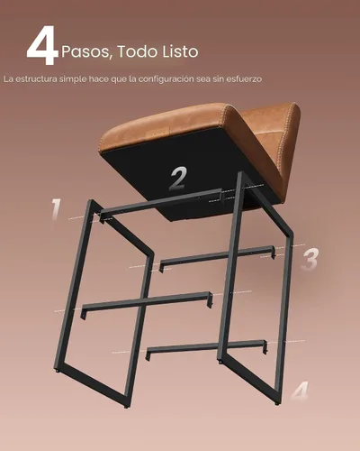 Vista 6 de VASAGLE Colección EKHO - Juego de 2 Taburetes de Bar, Taburetes de Altura de Mostrador con Respaldo, Taburetes de 26.4 Pulgadas, De Cuero Sintético