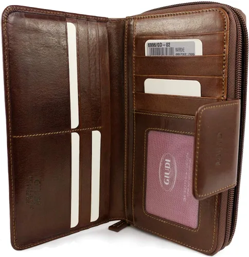Vista 6 de GIUDI Cartera de mujer grande cuero, Marrón, Cartera grande