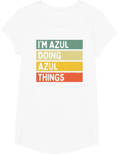 Vista 16 de Camiseta divertida con cita personalizada con texto en inglés "I'm Azul Doing Azul Things