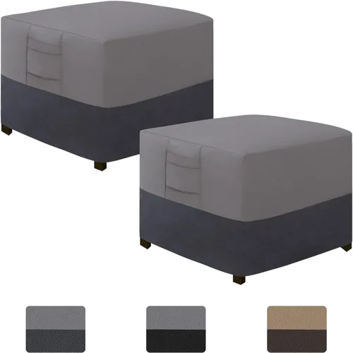 Vista 24 de Easy-Going Funda otomana para exteriores, funda impermeable para otomana de patio, funda resistente para muebles de exterior con asas acolchadas