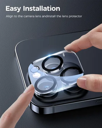 Vista 4 de Protector de lente de cámara para iPhone, vidrio templado 9H, antiarañazos, compatible con fundas, círculo nocturno, claridad HD sin burbujas