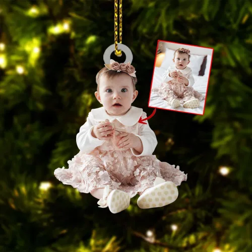 Vista 12 de Adorno fotográfico personalizado para árbol de Navidad 2D, adorno de Navidad personalizado con foto, regalos de Navidad para amigos familiares