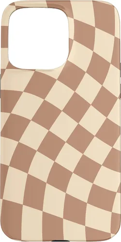 Vista 28 de iPhone 16 Brown Checkered Wavy Checkerboard Pattern Phone Case