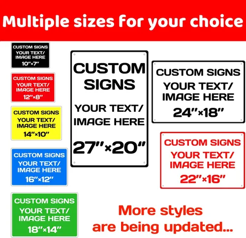 Vista 5 de Letreros metálicos personalizados de aluminio resistentes a la intemperie, texto e imagen personalizados, varios tamaños, peligro, jardín, puerta