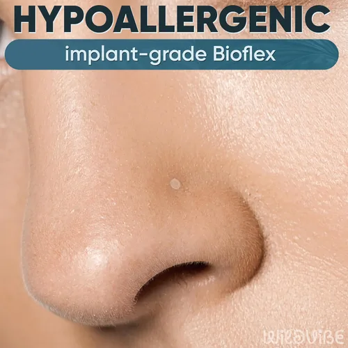 Vista 2 de Aretes de nariz transparentes para el trabajo – Anillos de nariz transparentes en forma de L – Anillos de nariz de plástico Bioflex para cirugía
