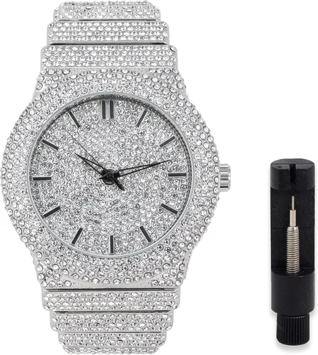 Vista 8 de ICE STAR Reloj de diamantes completamente incrustado para hombre, caja de 46mm