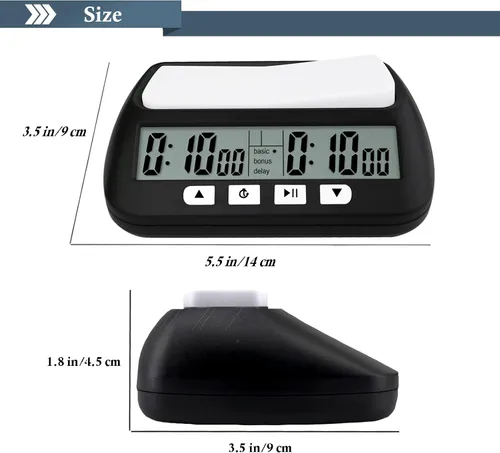 Vista 2 de Temporizador digital de reloj de ajedrez, temporizador de ajedrez QINFIEY para juegos de mesa, profesional con función de cuenta regresiva