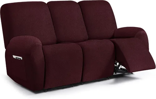 Vista 31 de ANARACHON Fundas para sillas reclinables con aspecto de cuero, funda elástica de 4 piezas, funda suave para silla reclinable, protector de muebles