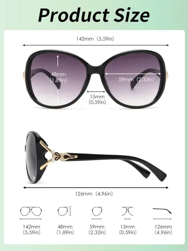 Vista 7 de JM Polarized Sunglasses, Womens Trendy Oversized Big Large Driving Sun Glasses, Sensitive Eyes UV Protection Sunnies