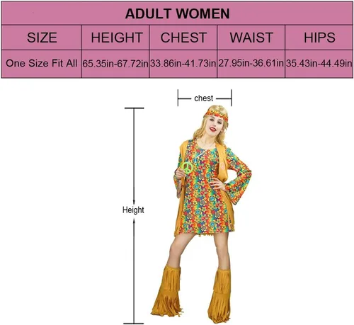 Vista 5 de Disfraz hippie con flecos para mujer de los años 60 y 70