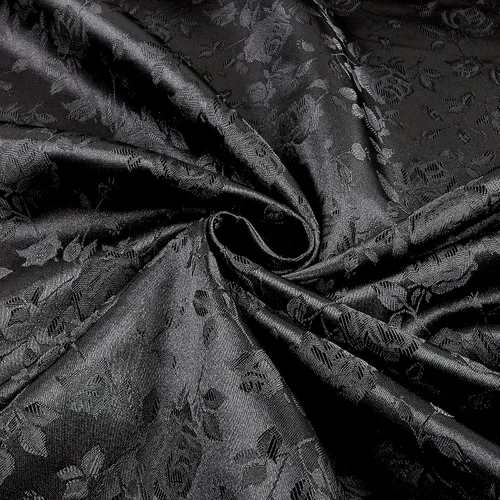 Vista 3 de Rosa Satén Jacquard Negro, Tela por yarda