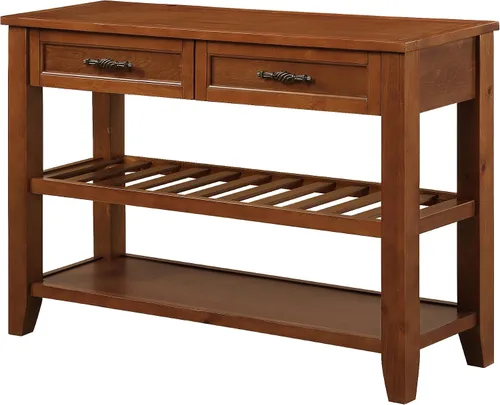 Vista 7 de Mesa consola de madera maciza de 42 pulgadas para entrada, mesa de sofá con cajones Farmhous Sofa Table with Storage Cabinets & Drawers,Solid Wood