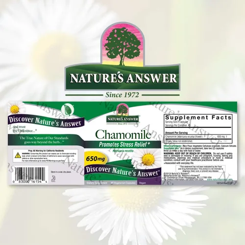 Vista 2 de Nature's Answer Flor de manzanilla 90 cápsulas vegetarianas Apoyo de relajación Ayuda con la digestión Ayuda natural calmante (paquete de 2)