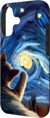 Vista 2 de Whiskers and Starry Nights: Cat in Van Gogh's Painting Case for iPhone 17