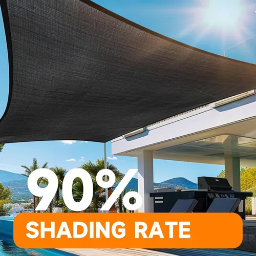 Vista 7 de Tela de Sombra del 90% 6'x8' Negra, Lona de Malla Resistente a UV Duradera con Ojales y Bordes Reforzados para Cubrir Plantas, Invernadero, Perrera
