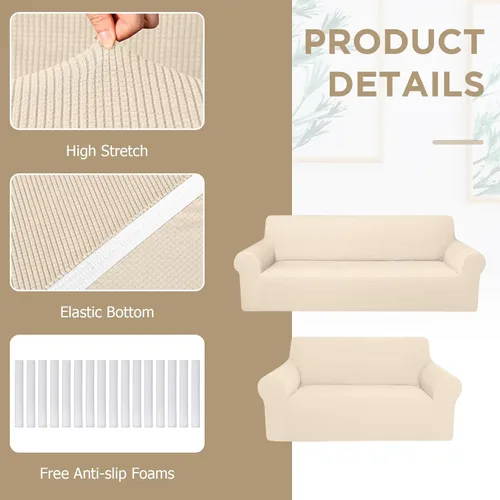 Vista 4 de Peryiter Juego de 2 fundas para sofá de dos plazas Fundas para muebles para sala de estar para sofá, sillón, ajuste elástico, a prueba de arrugas