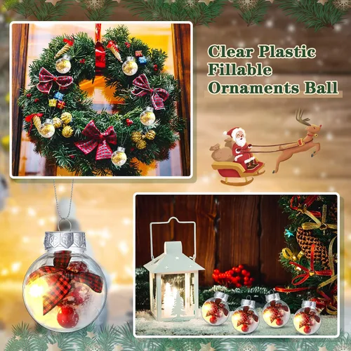 Vista 3 de Soaoo Juego de 100 bolas de adorno de Navidad de 1.96 pulgadas, bolas rellenables de plástico transparente, para árbol de Navidad, decoración