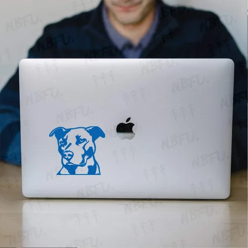 Vista 3 de Pitbull - Plantilla de cara Art 2 (azul celeste) (juego de 2) calcomanías de vinilo impermeables de alta calidad para laptop, accesorio de teléfono