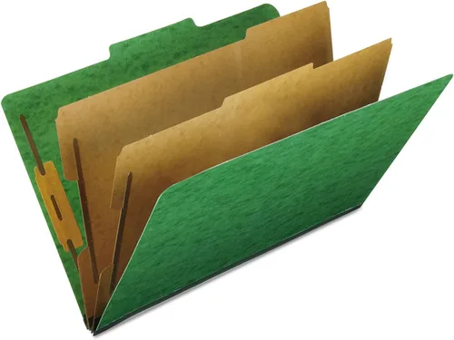Vista 7 de Pendaflex Carpetas de clasificación, estándar, 2 divisores, sujetadores integrados, pestaña de corte 2/5, verde oscuro, legal, 10/BX (29033)