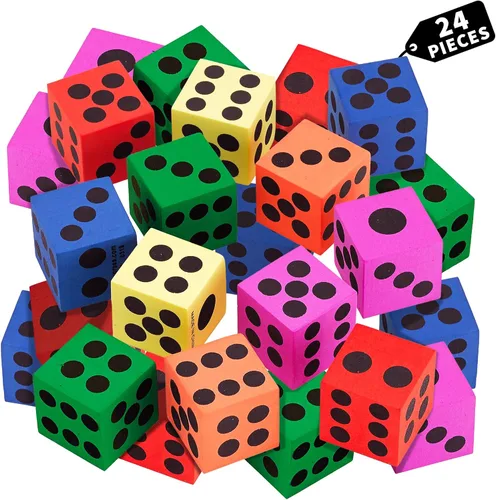 Vista 8 de Juego de dados grandes de espuma, paquete de 12, dados de colores para niños, ideal para aumentar las habilidades matemáticas en el aula, grandes