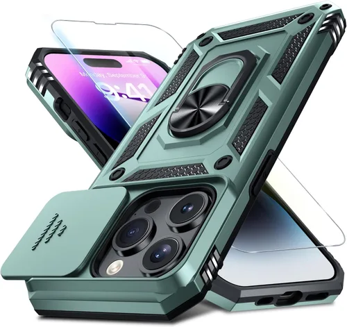 Vista 34 de Janmitta Funda para iPhone 8 Plus/7 Plus/6 Plus, Cubierta de Teléfono con Cubierta Deslizante Integrada para Lente de Cámara + Protector