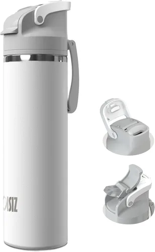 Vista 16 de OISIZ Botella de agua aislada de 24 onzas con boquilla 2 en 1 y tapa de popote, cierre de seguridad de un clic, 100% a prueba de fugas, mantiene