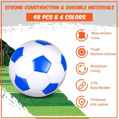 Vista 4 de Soulchen 48 pelotas de fútbol a granel con bomba desinflada, tamaño oficial, pelota de fútbol deportiva para interiores y exteriores, pelota suave