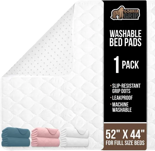 Vista 19 de GORILLA GRIP Almohadillas Lavables, Protectores de Cama Impermeables Reutilizables de Alta Absorción para Incontinencia, Protector de Colchón a