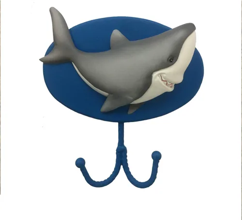 Vista 2 de Borders Unlimited Fish 'N Sharks - Gancho de pared para toallas, abrigo, bolsa de libros, multicolor