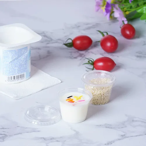 Vista 7 de [500 juegos – 1 onza] Vasos desechables de plástico para soufflé/porciones con tapas a granel perfecto para vasos de chupito, condimentos, aderezos