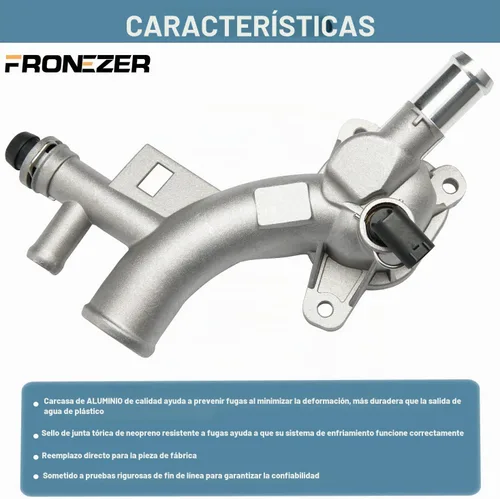 Vista 2 de Carcasa de termostato de refrigerante de motor de aluminio con salida de agua compatible con Chevy Cruze 2011-2016, Chey Sonic 2012-2020, Chevy Trax