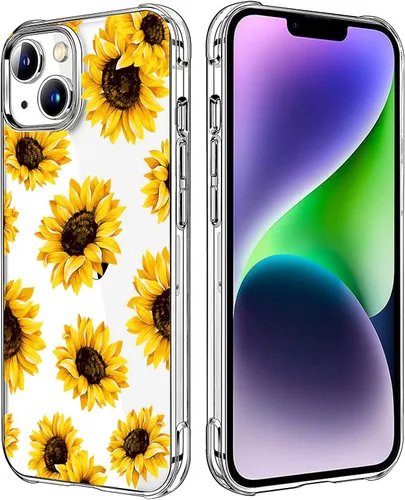 Vista 74 de Funda transparente de girasol compatible con iPhone SE 2022 SE 2020 7 8, funda trasera floral para niñas y mujeres, funda protectora transparente