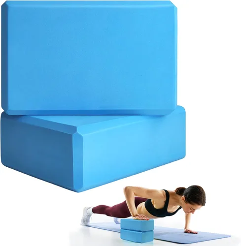 Vista 13 de 2 bloques de yoga, bloques de espuma de 9 x 6 x 3 pulgadas, accesorios de yoga para pilates, estiramiento y meditación, bloques de ejercicio ligeros
