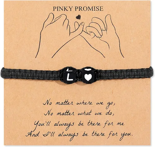 Vista 17 de Pulsera inicial para hombres y mujeres con letra, pulseras de dijes a juego para parejas, pulseras hechas a mano, regalo para novio y novia, regalo