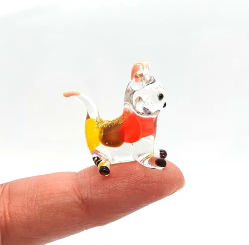 Vista 14 de Figura de cristal en miniatura de gato pequeño, animal de vidrio soplado hecho a mano, bonita escultura de gato coleccionable, regalo de decoración