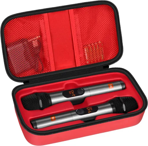 Vista 10 de Funda de micrófono inalámbrico compatible con el sistema de dos micrófonos inalámbricos JBL, bolsa de viaje de mano con micrófono dual para cantar