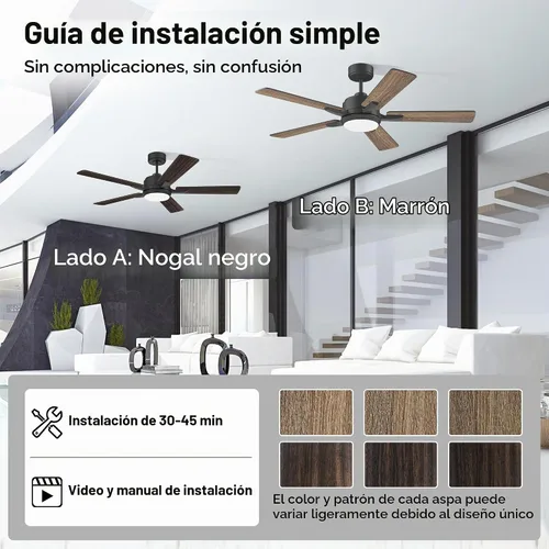 Vista 7 de cumilo Ventiladores de techo inteligentes de 52 pulgadas con control remoto de luces, motor de CC silencioso, ventilador de techo moderno