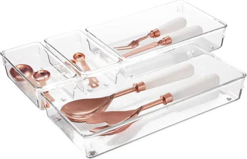 Vista 10 de InterDesign Linus organizador de utensilios para cajones de cocina Linus, Plástico, Transparente, paquete de de 1