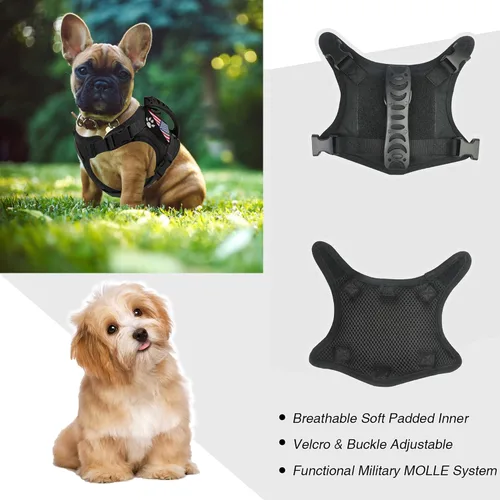 Vista 3 de Arnés táctico para perro, chaleco táctico para cachorros, con mango de goma, K9, ajustable y militar, chaleco para mascotas, arnés