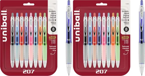 Vista 9 de Uniball Signo - Bolígrafo de gel retráctil, mediano de 0.028 in, tinta azul, barril con detalles azul/metálico, docena (paquete de 12)