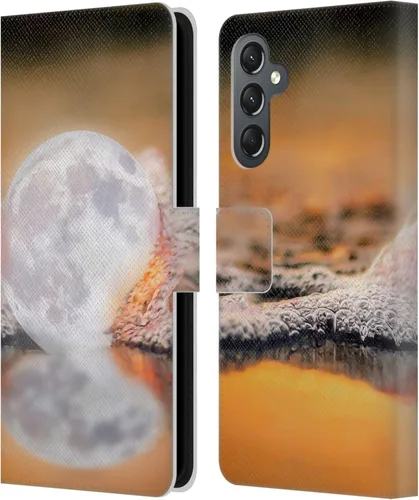 Vista 13 de Head Case Designs Officially Licensed Dave Loblaw Boy Painting Moon Clouds Sci-Fi and Surreal Leather Wallet Case Compatible with Samsung Galaxy A25