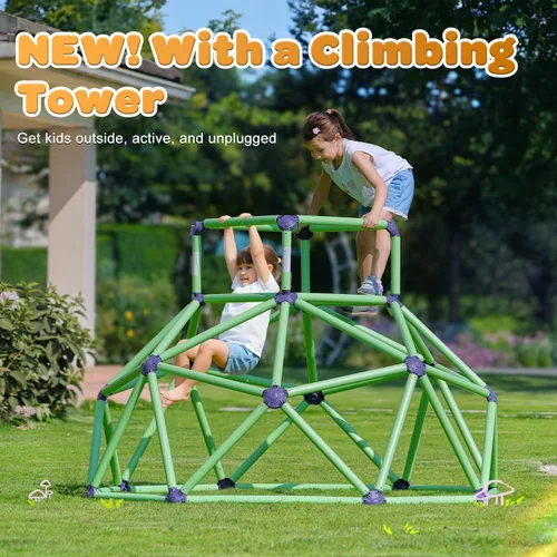 Vista 3 de Zupapa Monkey Bars Cúpula de Escalada con Hamaca - Gimnasio de la Jungla Resistente y Portátil con Hamaca para Niños, Conjunto de Juegos de Patio
