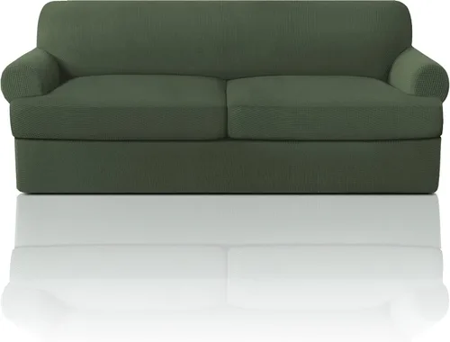 Vista 52 de PrinceDeco Fundas elásticas para sillón de 2 piezas, fundas de sofá para sillas con cojines en forma de T, fundas suaves para muebles con 1 funda