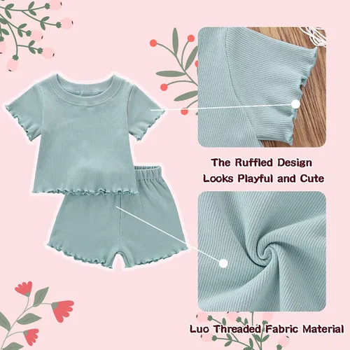 Vista 4 de Dimoybabe Conjunto corto de algodón de punto para bebé niña pequeña