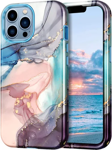 Vista 16 de Btscase Funda compatible con iPhone 17 de 6.3 pulgadas 2025, patrón de mármol 3 en 1, resistente a prueba de golpes, cuerpo completo, policarbonato