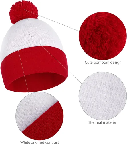 Vista 3 de URATOT Conjunto de disfraz de Halloween para niños, camiseta a rayas rojas y blancas, gorro, gafas de nerd