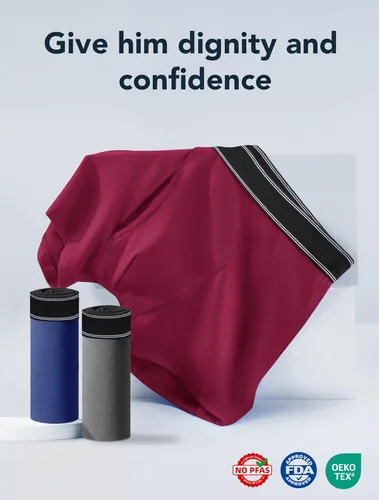Vista 25 de Ropa interior lavable para incontinencia para hombre, calzoncillos bóxer de algodón, 3.4 fl oz de absorción, ropa interior a prueba de fugas