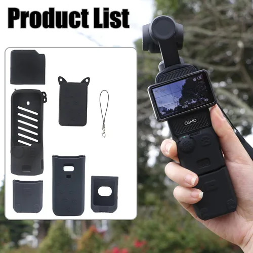 Vista 2 de PCTC Pocket 3 Funda protectora de silicona resistente a los arañazos, a prueba de golpes, piel de cuerpo completo con protector de lente, diseño