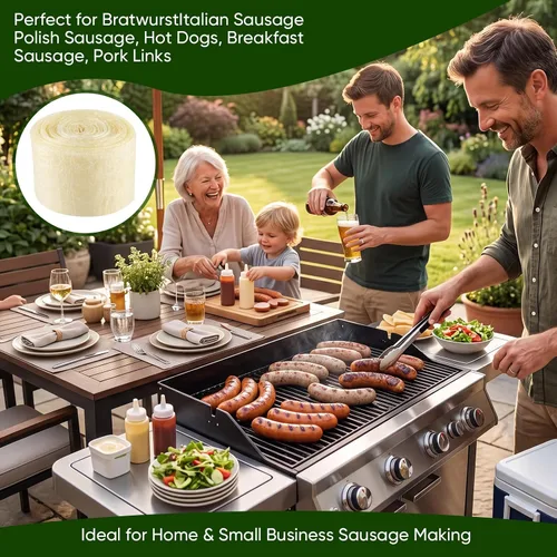 Vista 6 de Fundas comestibles de secado natural para salchichas, Fundas para salchichas caseras sabrosas de jamón, salchichas para el desayuno, salchichas