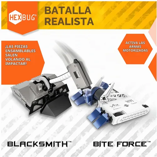 Vista 3 de HEXBUG BattleBots Arena Bite Force & Blacksmith, robot de juguete de control remoto para niños con más de 20 piezas, juguetes STEM para niños
